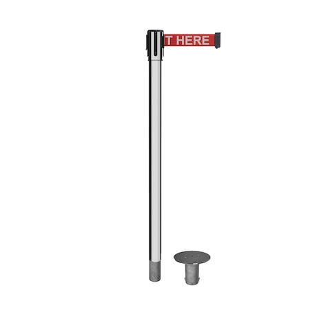 Retractable Belt Removable Stanchion, 2ft Pol.Steel Post  11ft. RWait